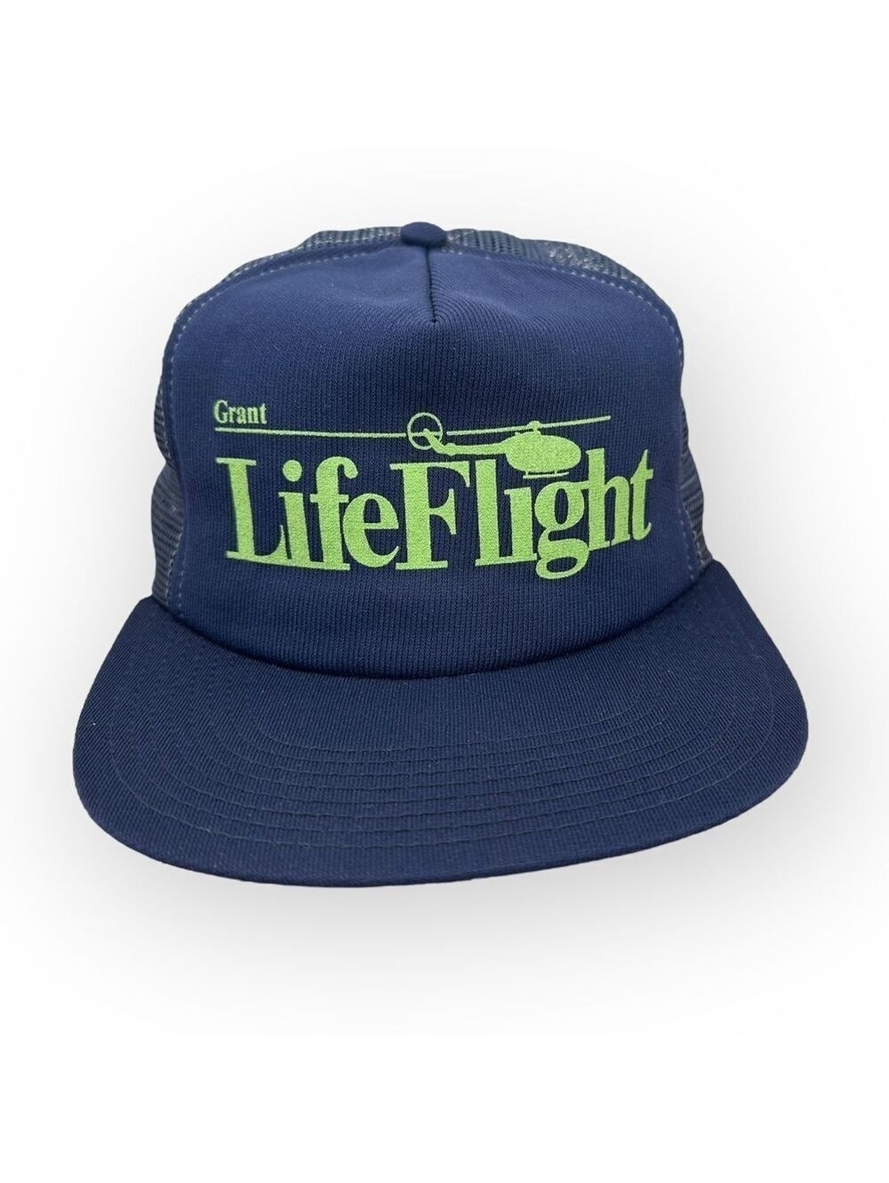 Vintage Life Flight Helicopter Mesh Trucker Hat Snapback Blue Unisex Cap